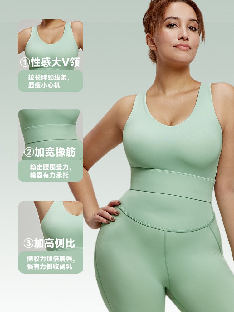 Ningbo Anjiu Plus Size Sports Underwear – Women's Slim Fit Yoga Vest with Shock-Proof Cups - Image 3